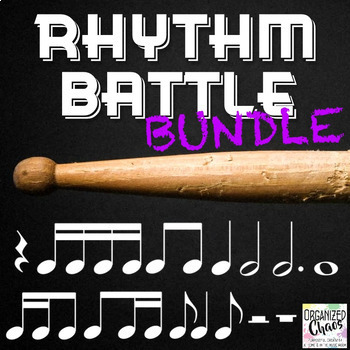 Preview of Rhythm Battle Bundle: projectable rhythm flash cards