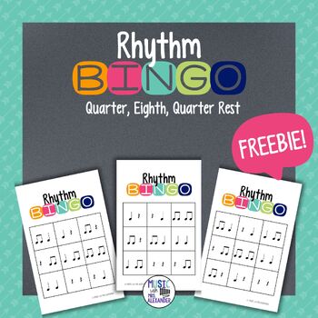 Preview of Music Rhythm Bingo FREEBIE: Quarter, Eighth, Quarter Rest