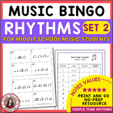 Music Bingo Rhythm Game for Middle School Music
