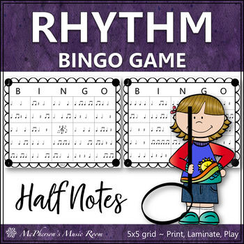 Preview of Rhythm Bingo Game for Elementary Music Half Note 