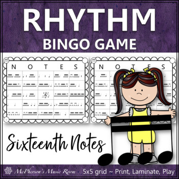 Preview of Sixteenth Notes Rhythm Bingo Game for Music