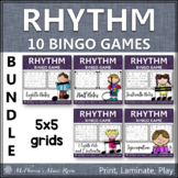 Rhythm Bingo Games for Elementary Music Mini Bundle 5x5 grids