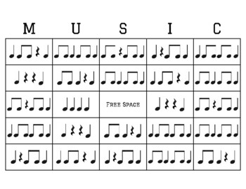 Preview of Rhythm Bingo (Quarter note/Eighth note/Quarter rest)