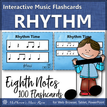 Preview of Rhythm Cards Interactive Rhythm Flashcards for Elementary Music Eighth Notes