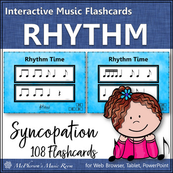 Preview of Rhythm Cards Interactive Rhythm Flashcards for Music Syncopation Syncopa