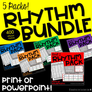 Preview of Rhythm Cards, Slides & Grids Rhythm Activities BUNDLE