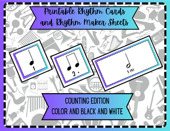 Preview of Rhythm Reading Center: Rhythm Cards Using Counts and Rhythm Maker Mat Printables