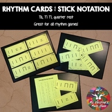 Rhythm Cards in 4/4 time signature, Stick Notation, Ta, Ti