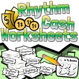 Rhythm Cash Worksheets | Music Math Rhythm Values Studies