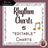 Rhythm Charts: 5 Editable Rhythm Charts - British Terminology