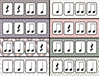 Preview of Rhythm Clothespin Clip - quarter note, quarter rest, and paired eighth notes