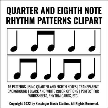 Preview of Rhythm Clipart: Quarter Notes and Eighth Notes | Worksheet & Flash Card Resource