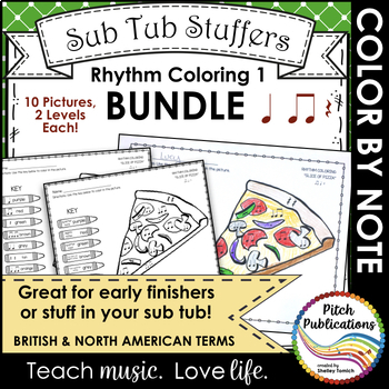 Preview of Rhythm Coloring 1 {BUNDLE} - Quarter Note/Rest, Eighth Note