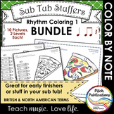 Rhythm Coloring 1 {BUNDLE} - Quarter Note/Rest, Eighth Note
