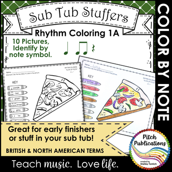 Preview of Rhythm Coloring 1A - Color by Note - Quarter Note/Rest, Eighth Note