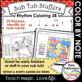 Rhythm Coloring 3B- Color by Note Name - Quarter N/R, Eigh