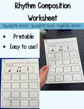 Preview of Rhythm Composition Worksheet - Quarter, Eighth, and Quarter Rest