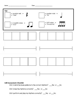 Rhythm Composition worksheet with Self-Assessment by Tori Walls | TPT
