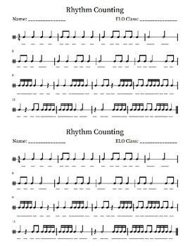 Rhythm Counting Worksheet by Ryan Ginn | TPT
