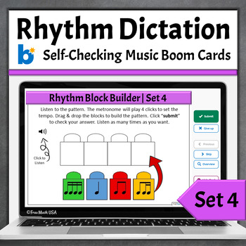 Preview of Rhythm Dictation Online Music Boom Cards Game - Set 4