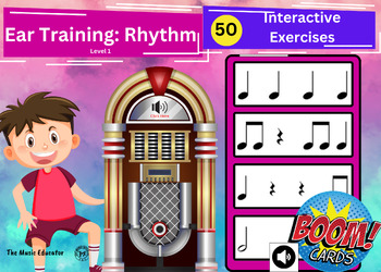 Preview of Rhythm Ear Training Level 1 - 50 Interactive Boom Cards Game