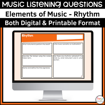 Preview of Rhythm Elements of Music Listening Questions for Song Analysis & Assessment