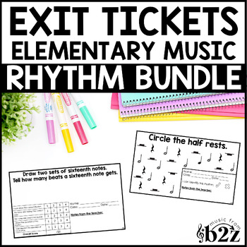 Preview of Rhythm Exit Tickets BUNDLE Rubrics Editable Elementary Music Assessment