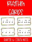 Rhythm Flash Cards (Quarter & Eighth Notes) - Primary Colors