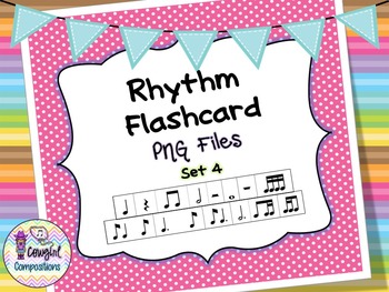 Preview of Rhythm Flashcard PNG Files Set 4