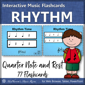 Preview of Rhythm Cards Interactive Elementary Music Flashcards Quarter Note & Quarter Rest