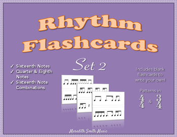 Preview of Rhythm Flashcards - Set 2 - Sixteenth Note Patterns