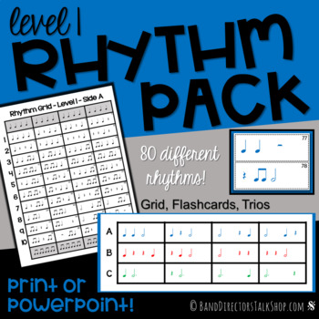 Preview of Rhythm Flashcards, Slides & Grids - Level 1 Rhythm Activities