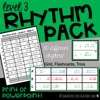 Preview of Rhythm Flashcards, Slides & Grids - Level 3 Rhythm Activities