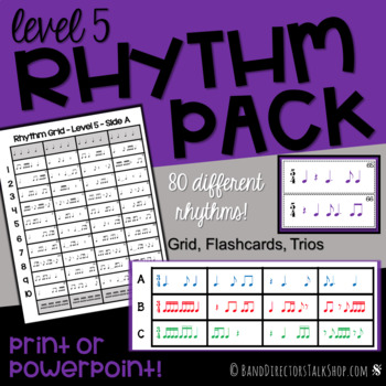 Preview of Rhythm Flashcards, Slides & Grids - Level 5 Rhythm Activities