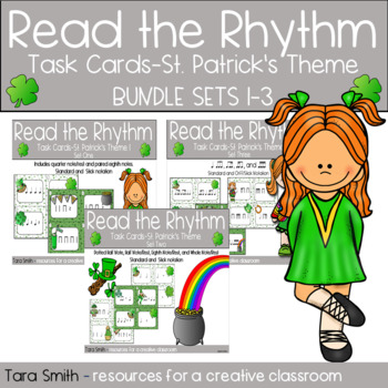 Preview of Rhythm Flashcards-St. Patrick's Day BUNDLE Sets 1-3