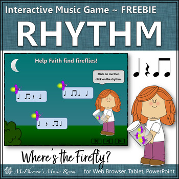 Preview of Rhythm Game Eighth Notes Interactive Elementary Music Game FREEBIE {Firefly}