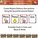 Rhythm Game for Kindergarten and 1st Grade:  Farm Animal Rhythms