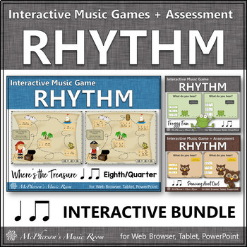 Preview of Rhythm Games Eighth Notes & Quarter Notes Interactive Bundle