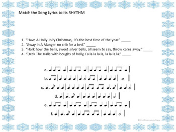 Download Rhythm Match Christmas Winter Song Lyrics For Middle School Tpt