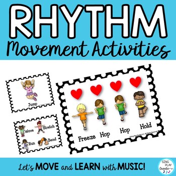 Preview of Rhythm Movement Activities: Four Beat Rhythm Patterns, Flash Cards, Posters K-3