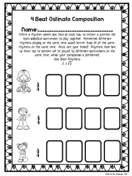 Rhythm Ostinato Composition Worksheet Mega Pack by Treble in the Classroom