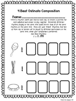 Rhythm Ostinato Composition Worksheet Mega Pack by Treble in the Classroom