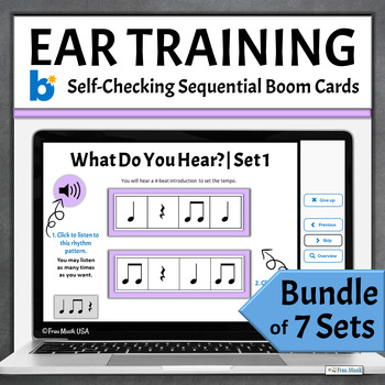 Preview of Rhythm Pattern Identification Music Ear Training Boom Cards Bundle