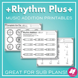 Rhythm Worksheets: Note Addition, Music and Math - PDF and