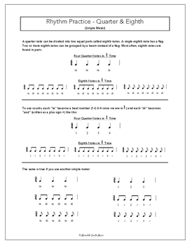 Preview of Rhythm Practice Worksheets - Quarter & Eighth Notes & Rests in Simple Meter