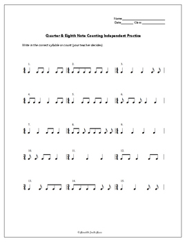 Rhythm Practice Worksheets - Quarter & Eighth Notes & Rests in Simple Meter