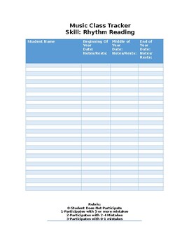 Preview of Rhythm Reading Tracker