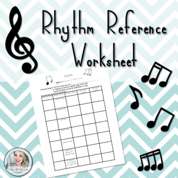 Preview of Rhythm Reference Worksheet