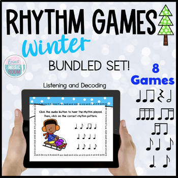 Preview of Winter Music Sledding Rhythm Listening Game BUNDLED SET