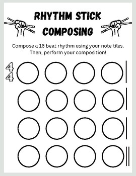 Preview of Rhythm Stick Composing Worksheets: 4/4 and 3/4 Time Signatures